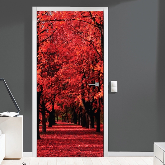 Nalepka za vrata Rdeči gozd (90x200 cm)