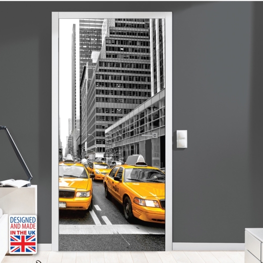 Nalepka za vrata New York Taxi (90x200 cm)